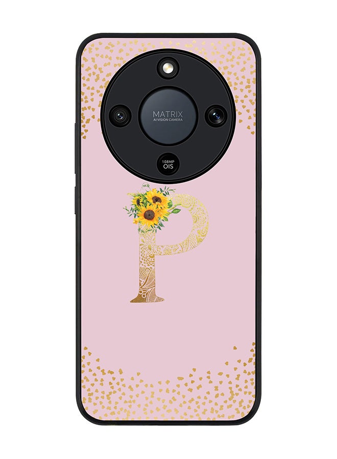 For Honor X9d / Magic8 Lite / X70 Case,Slim fit Camera Protection, Shockproof Thin Phone cover  - Custom Floral Monogram - P  (Pink )